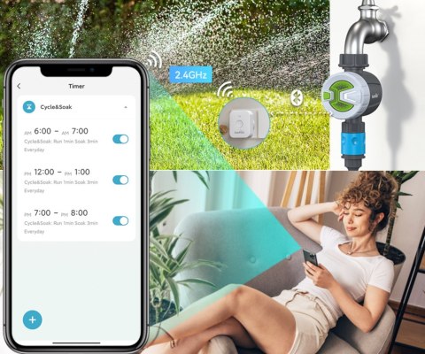 INTELIGENTNY ZAWÓR DO SYSTEMU NAWADNIANIA Z BRAMKĄ WIFI TTV102B+TWG009BW Tuya Smart RainPoint