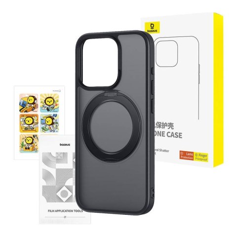 Zestaw ochronny BASEUS SkyRing Magnetic iPhone 15 Pro (czarny)