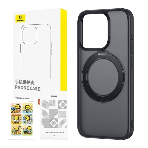 Etui BASEUS SkyRing 360° iPhone 15 zestaw z podstawką (czarne)