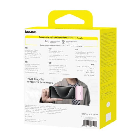 Powerbank OS-Baseus Compact IP 5000mAh 20W (różowy)