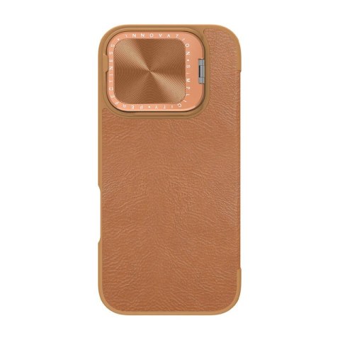 Etui NILLKIN Qin Prop Leather do iPhone 16 (brązowe)